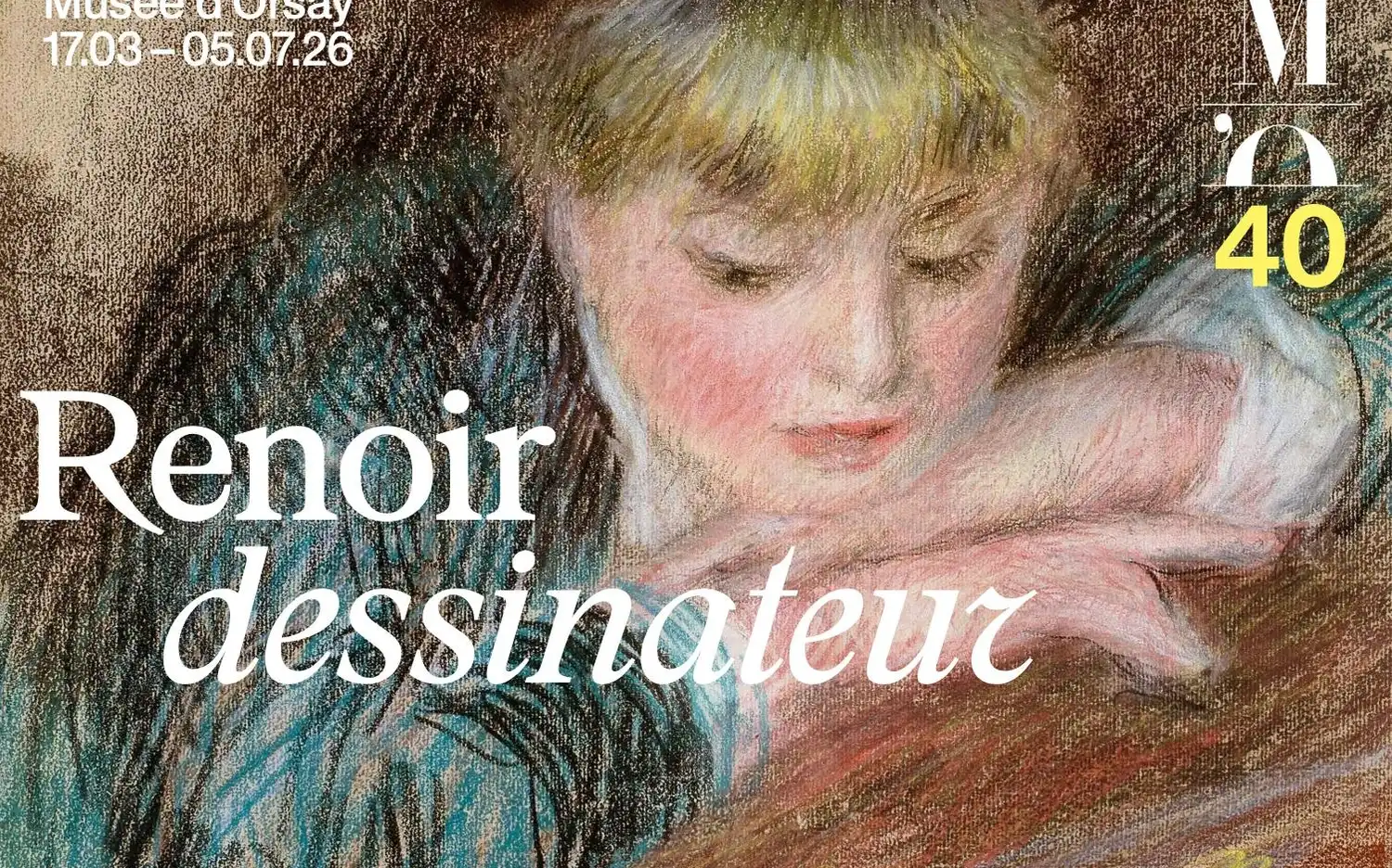 A selection of delicate pencil and pastel sketches by Pierre-Auguste Renoir displayed in a gallery.