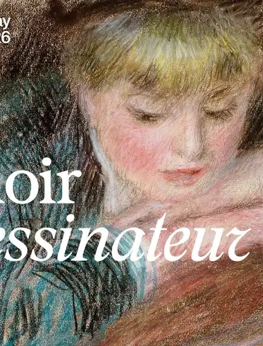 A selection of delicate pencil and pastel sketches by Pierre-Auguste Renoir displayed in a gallery.