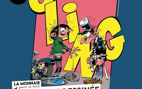 Kleurrijke striptentoonstelling Vastklampen: Strips praten over geld in Monnaie de Paris met originele kunst over geld.