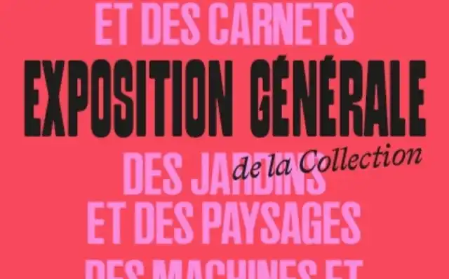Promotieposter voor Algemene tentoonstelling bij Fondation Cartier met hedendaagse kunst in een moderne galerij.