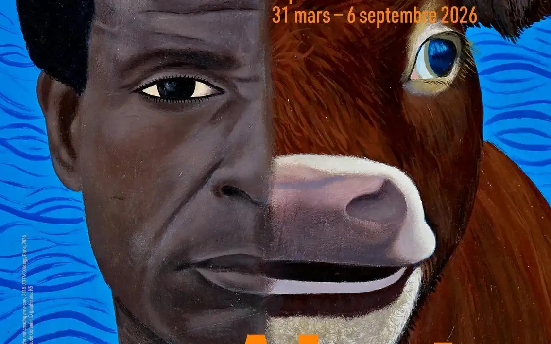 Kleurrijke Ghanese uithangbordkunst en spiritueel werk van Kwame Akoto: Almachtige God Kunstwerken in een galerie.