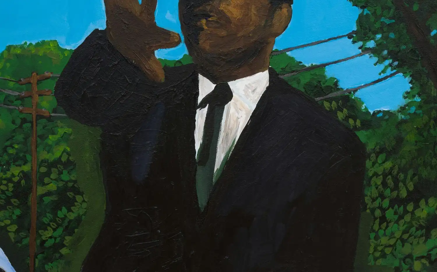 Levendig expressief portret door Henry Taylor in een moderne galerij van het Musée National Picasso-Paris.